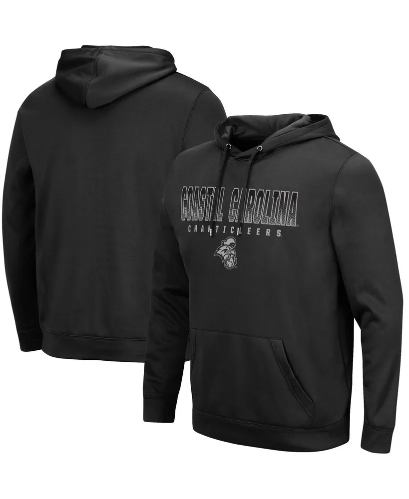 Men's Colosseum Black Coastal Carolina Chanticleers Blackout 3.0 Pullover Hoodie