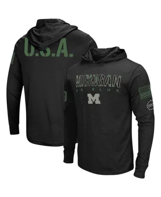 Men's Colosseum Black Michigan Wolverines Big and Tall Oht Military-Inspired Appreciation Tango Long Sleeve Hoodie T-shirt