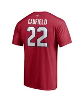 Men's Fanatics Cole Caufield Red Montreal Canadiens Authentic Stack Name and Number T-shirt