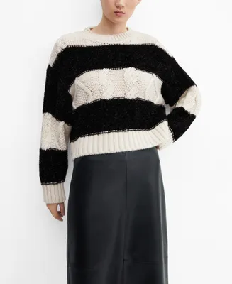 Mango Women's Contrasting Stripes Sweater
