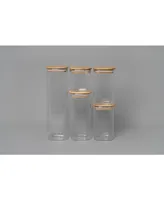 Genicook 5 Pc Glass Food Storage Jars, Borosilicate Glass Canister Set with Bamboo