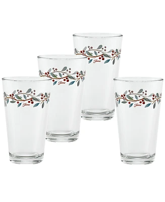 Fiesta Nutcracker Holly Tapered Cooler Glasses, Set of 4