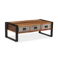 Coffee Table with 3 Drawers Solid Reclaimed Wood 39.4"x19.7"x13.8"