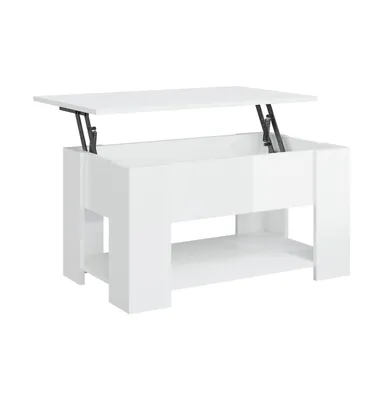 Coffee Table High Gloss White 31.1"x19.3"x16.1" Engineered Wood