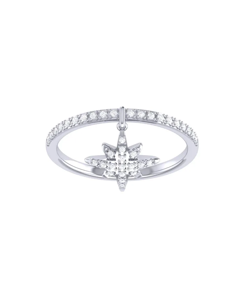 LuvMyJewelry North Star Design Sterling Silver Diamond Charm Women Ring