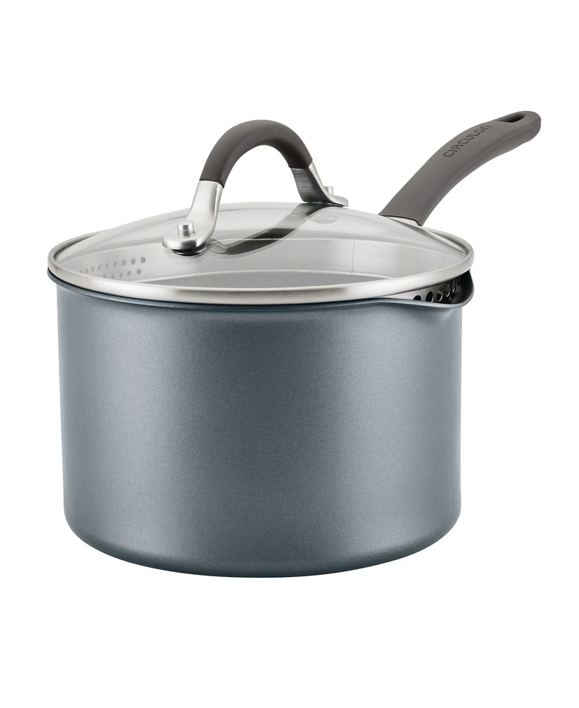 Circulon A1 Series with ScratchDefense Technology Aluminum 3-Quart Nonstick Induction Straining Sauce Pan with Lid