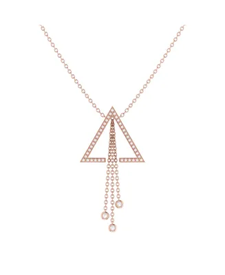 LuvMyJewelry Skyline Triangle Design Adjustable Silver Diamond Lariat Necklace