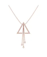 LuvMyJewelry Skyline Triangle Design Adjustable Silver Diamond Lariat Necklace