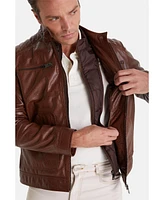 Furniq Uk Men's Brown Leather Jacket, Elephant