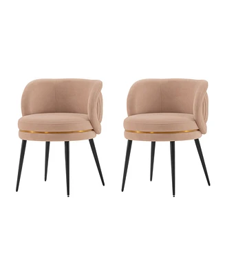 Manhattan Comfort Kaya 2-Piece Pleated Velvet Upholstered Dining Chair Set