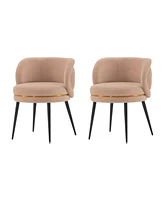 Manhattan Comfort Kaya 2-Piece Pleated Velvet Upholstered Dining Chair Set