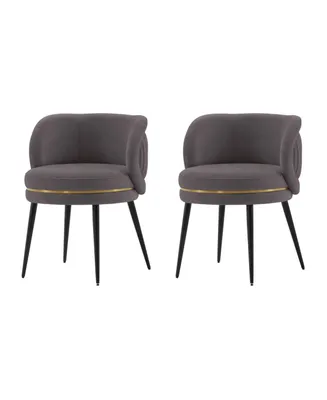 Manhattan Comfort Kaya 2-Piece Pleated Velvet Upholstered Dining Chair Set