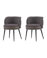 Manhattan Comfort Kaya 2-Piece Pleated Velvet Upholstered Dining Chair Set