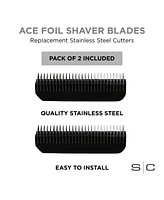 StyleCraft Professional Replacement Ace Foil Shaver Stainless Steel Cutter Blades Compatible with StyleCraft Ace Men's Shaver Set, 2 Piece