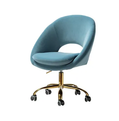 Modern Velvet Office Chair with Adjustable Swivel for Study Vanity