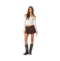 Women's Dev ruffle linen mini skirt