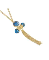 LuvMyJewelry Sunkissed Design Yellow Gold Plated Silver Turquoise Gemstone Diamond Fringe Necklace