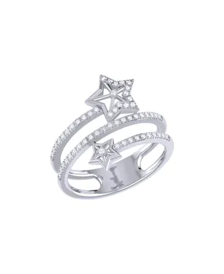 LuvMyJewelry Glowing Stars Spiral Design Sterling Silver Diamond Women Ring