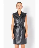 Women's Leather Double Breasted Mini Dress