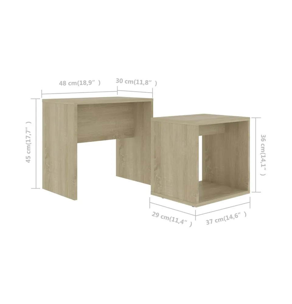 Coffee Table Set Sonoma Oak 18.9"x11.8"x17.7" Engineered Wood
