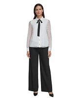 Tommy Hilfiger Women's Bow-Tied Eyelet Blouse