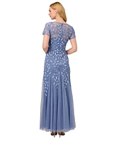 Adrianna Papell Floral-Beaded Gown