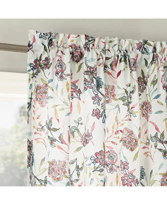 Lily Garden Watercolor Floral Room Darkening Rod Pocket Curtain Panel