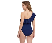 Profile by Gottex Tutti Frutti one shoulder ruffle tankini swim top