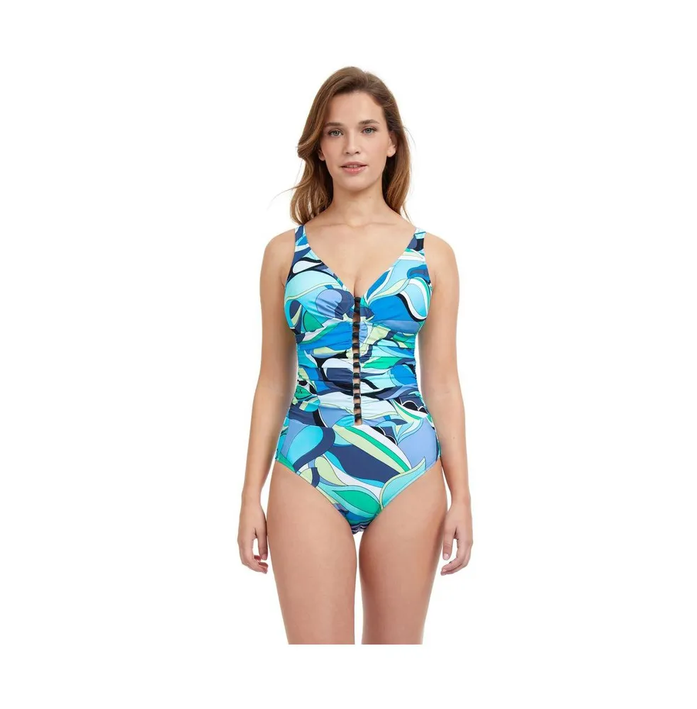 Retro Love D-Cup V-Neck One Piece Swimsuit