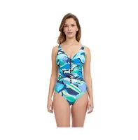 Retro Love D-Cup V-Neck One Piece Swimsuit