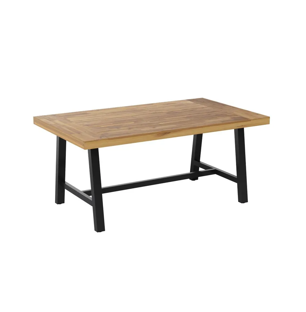 Zuli Solid Acacia Wood Dining Table With Metal Legs For Indoor And Outdoor Use