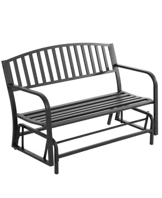 Outsunny Patio Glider Bench Outdoor Swing Rocking Chair Loveseat with Power Coated Sturdy Steel Frame, Black