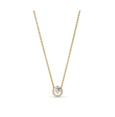 Pandora Timeless 14K Gold-Plated Sparkling Round Cubic Zirconia Halo Pendant Collier Necklace