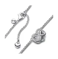 Pandora Moments Sterling Silver Sparkling Cubic Zirconia Infinity Heart Collier Necklace