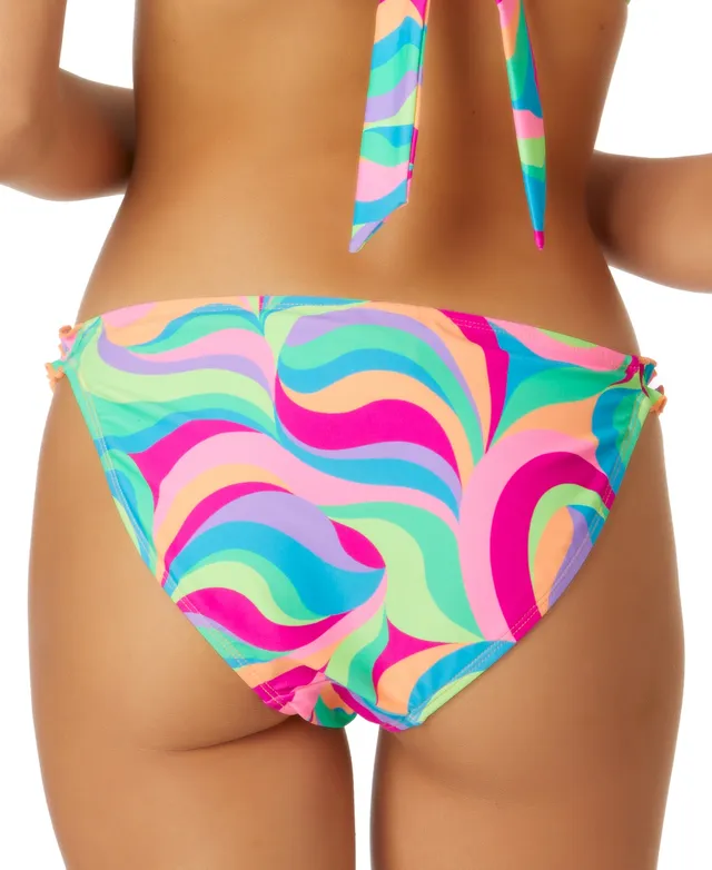 Women's Juniors' Foil Print V-Front Cheeky Bikini Bottom 