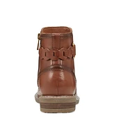 Earth Women's Jenna Round Toe Casual Stacked Heel Booties