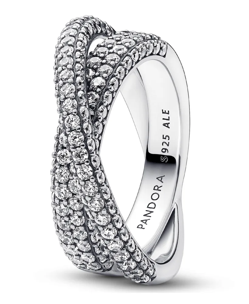 Pandora Timeless Sterling Silver Pave Crossover Dual Band Ring