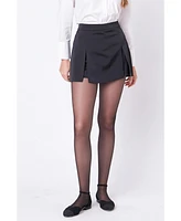 English Factory Women's Satin Single Pleat Skort