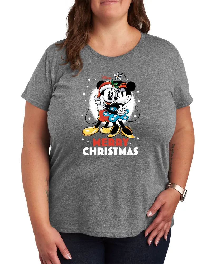 Air Waves Trendy Plus Size Disney Christmas Graphic T-shirt