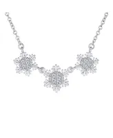 Bling Jewelry Holiday Party Cubic Zirconia Solitaire Cz Accent Christmas Frozen Winter Sparkling Dainty 3 Multi Snowflake Choker Necklace For Women St