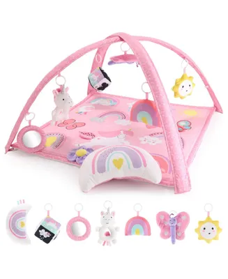The Peanutshell 7 in 1 Baby Play Gym and Tummy Time Mat, Rainbow Paradise