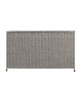 Household Essentials Woven Paper Rope Storage Chest with Hinged Lid and Integrated Handles