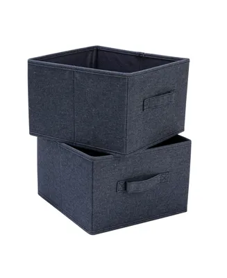 Household Essentials Collapsible Cotton Blend Cube Storage Drawer with Handle, Set of 2