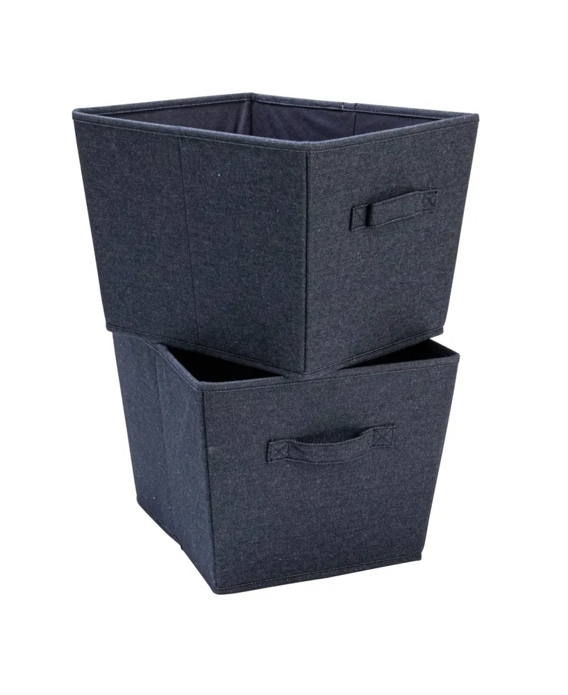 Household Essentials Tapered Fabric Hard-Sided Storage Bins with Cloth Handles, Set of 2