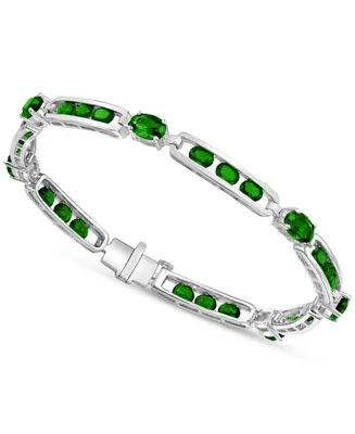 Synthetic Emerald Statement Bracelet in Sterling Silver