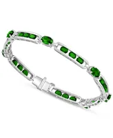 Synthetic Emerald Statement Bracelet in Sterling Silver