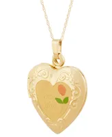 Engraved Heart Locket 18" Pendant Necklace in 10k Gold