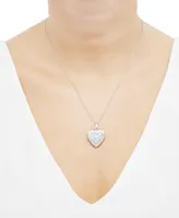 Mother-of-Pearl Cross Heart Locket 18" Pendant Necklace in Sterling Silver