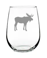 Bevvee Moose Silhouette Rustic Cabin Gifts Stem Less Wine Glass, 17 oz