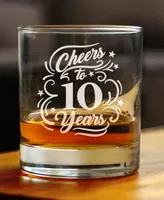 Bevvee Cheers to 10 Years 10th Anniversary Gifts Whiskey Rocks Glass, 10 oz